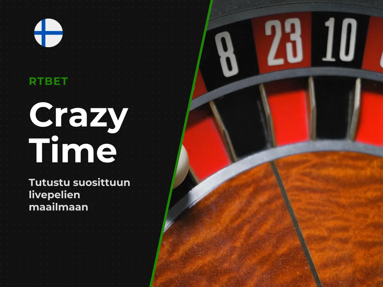 Live-pyörä, juontaja ja Crazy Time -pelinäyttö