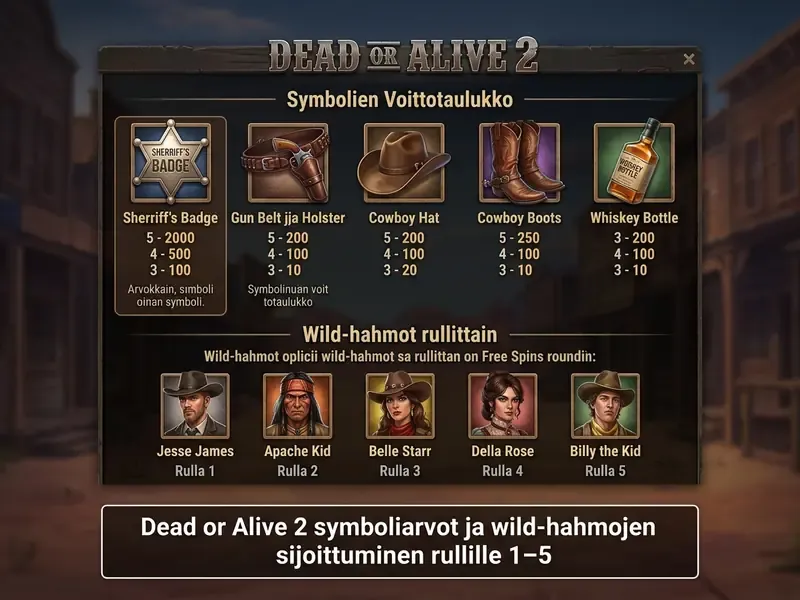 Dead or Alive 2 voittotaulukko ja wildit